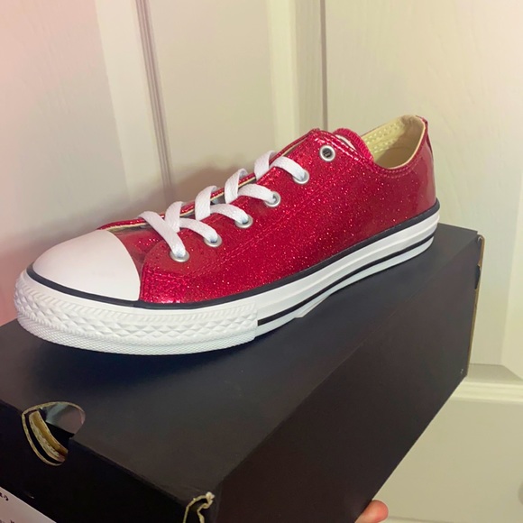 Converse Other - NEW! Hot Pink Glitter Converse! Kids 6Y